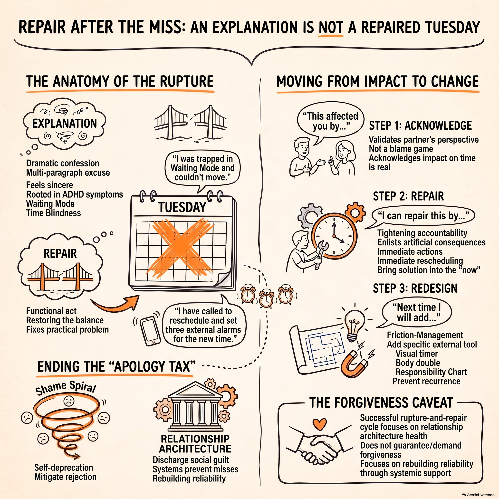 An Explanation Is Not Yet a Repaired Tuesday: How to Actually Make Amends