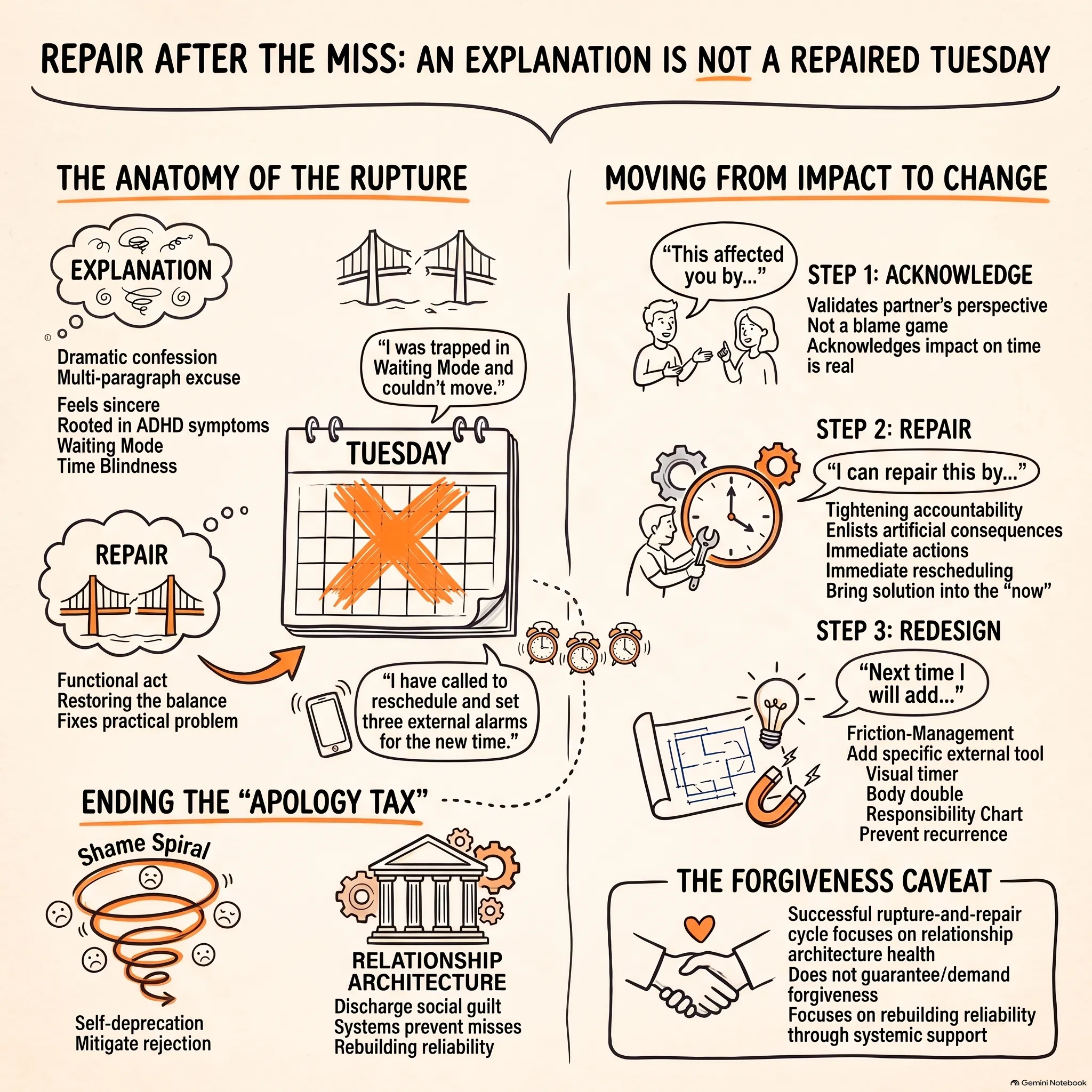 An Explanation Is Not Yet a Repaired Tuesday: How to Actually Make Amends