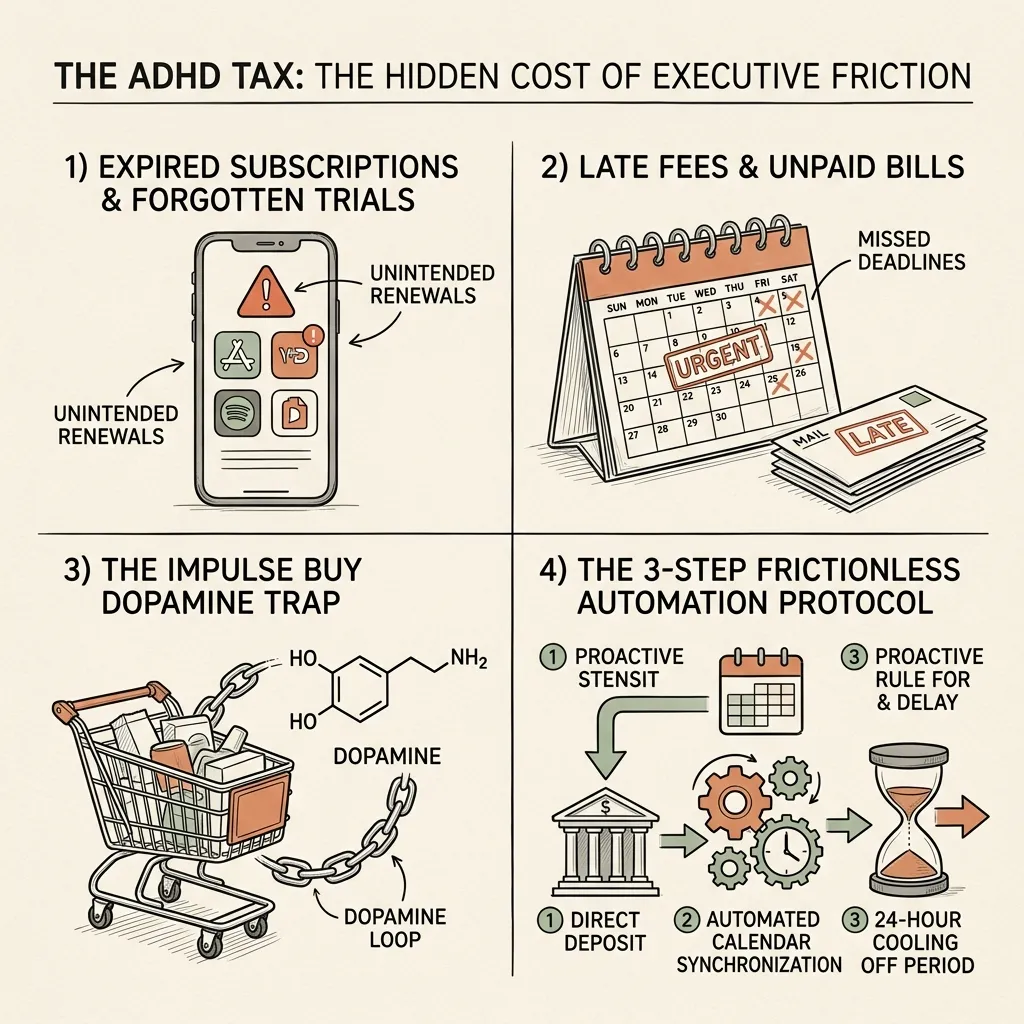 The ADHD Tax: The Biological Reason You Bleed Money (And 4 Zero-Friction Fixes)